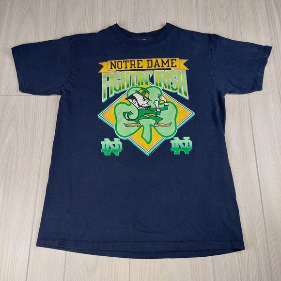 Vintage Champion 1989 Notre Dame Fighting Irish T Shirt Mens XL NCAA USA SS Blue - Picture 1 of 7